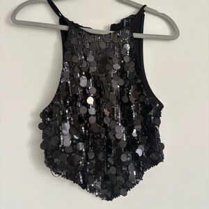 Forever 21 Black Sequin Crop Top